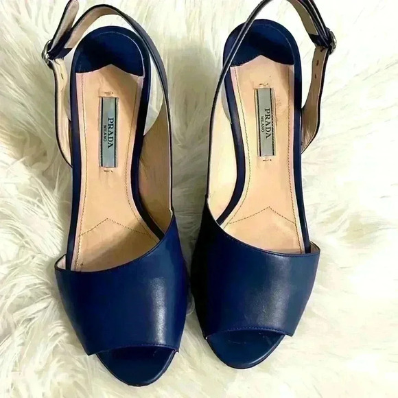 PRADA D.ORSAY PUMPS SANDAL COLOR BLUETTE - Picture 1 of 12